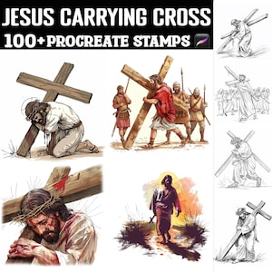 100+ Jesus Carrying The Cross Stamps | Procreate Brushes | Instant Digital Download
