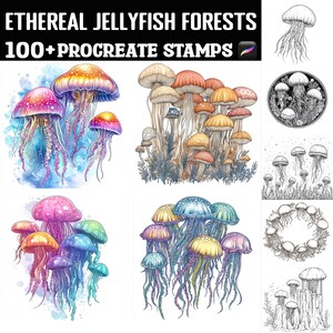 100+ Ethereal Jellyfish Forests Procreate Stamps | Procreate Brushes | Instant Digital Download