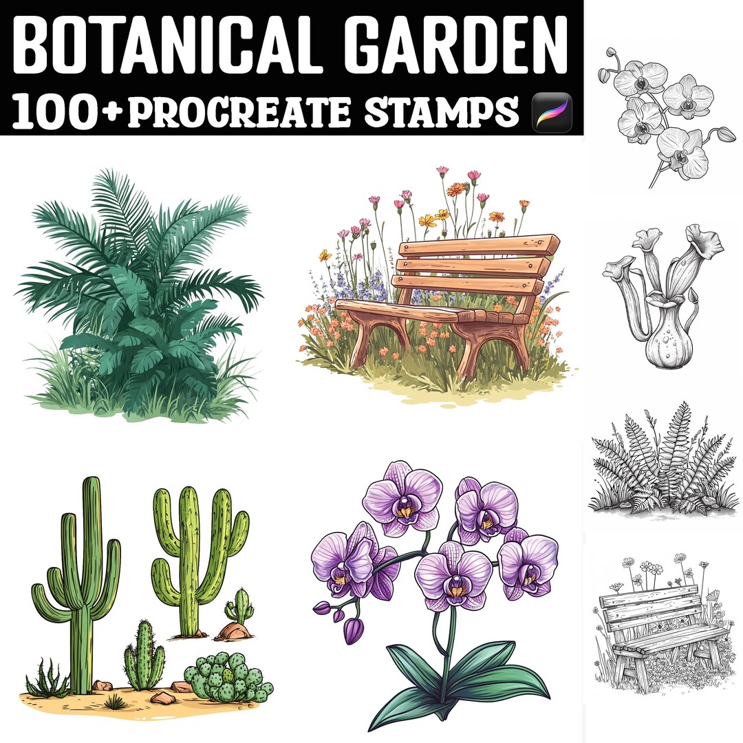 100+ Botanical Garden Procreate Stamps | Procreate Brushes | Instant ...