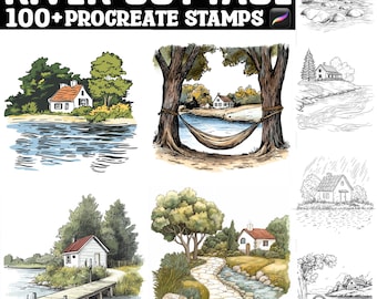 100+ River Cottage Procreate Stamps | Procreate Brushes | Instant Digital Download