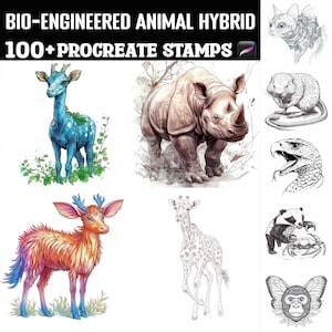 100+ Bio-Engineered Animal Hybrid Procreate Stamps | Procreate Brushes | Instant Digital Download