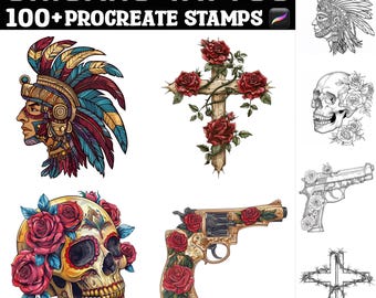 100+ nieuwe Chicano Tattoo Procreate-stempels | Voortplantingsborstels | Directe digitale download