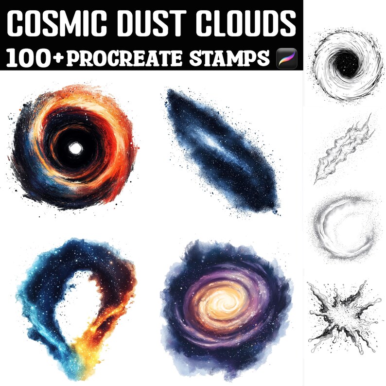 100+ Cosmic Dust Clouds Procreate Stamps | Procreate Brushes | Instant ...