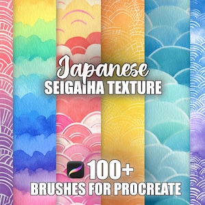 Japanese Seigaiha Wave Texture Procreate Brushes: 100+ Seamless Patterns (Instant Download)