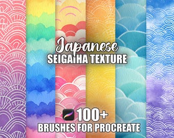 Japanese Seigaiha Wave Texture Procreate Brushes: 100+ Seamless Patterns (Instant Download)