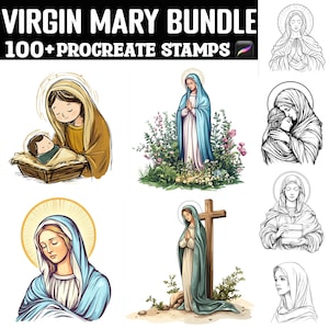 100+ Virgin Mary Procreate Stamps | Procreate Brushes | Instant Digital Download