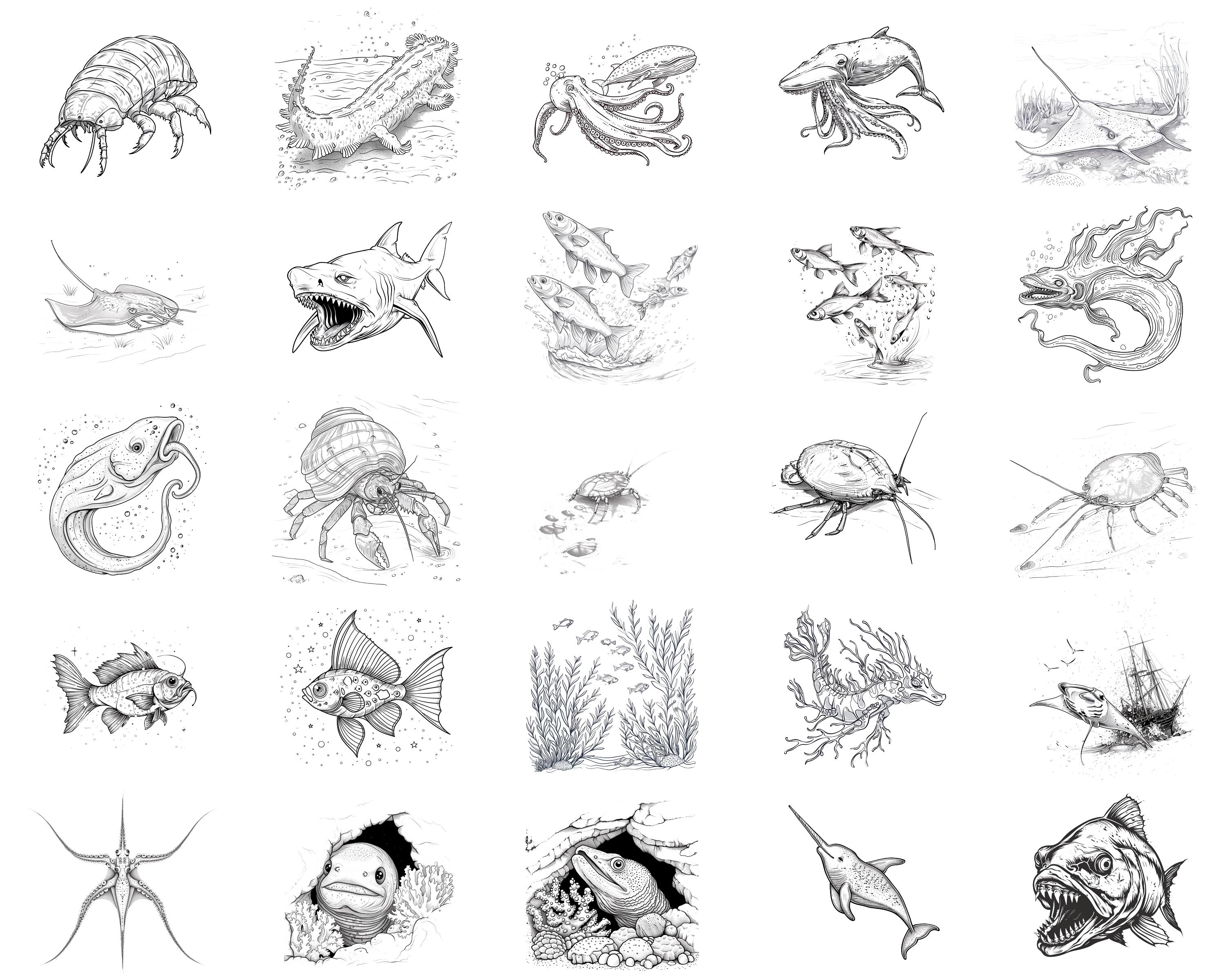 100+ Sea Creatures Procreate Stamps | Procreate Brushes | Instant ...