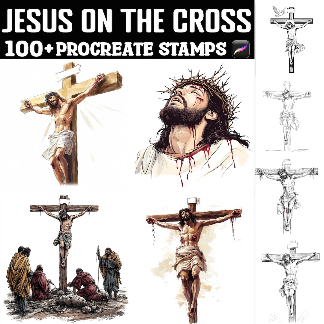 100+ Jesus on the Cross Procreate Stamps | Procreate Brushes | Instant ...