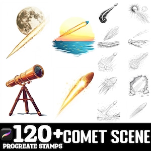 120+ Comet Procreate Stamps | Procreate Brushes | Instant Digital Download