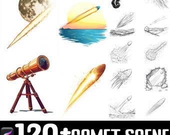 120+ Comet Procreate-stempels | Voortplantingsborstels | Directe digitale download