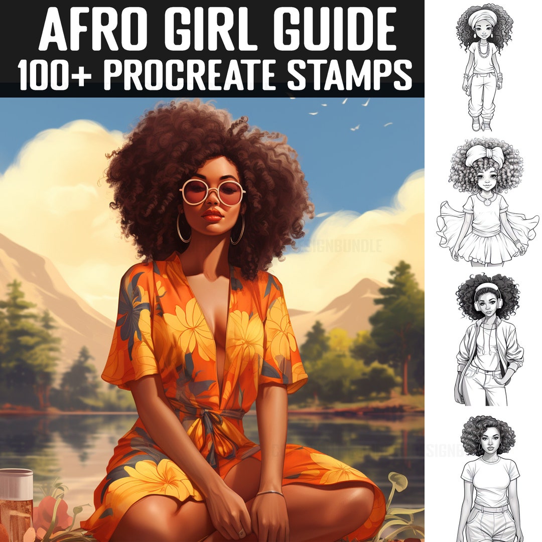 Afro Girl Procreate Stamps: Digital Art Guides (instant Download) - Etsy