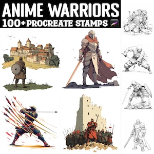 100+ Anime Warriors Procreate Stamps | Procreate Brushes | Instant Digital Download