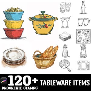 120+ porslinsartiklar Procreate-stämplar | Procreate-penslar | Omedelbar digital nedladdning