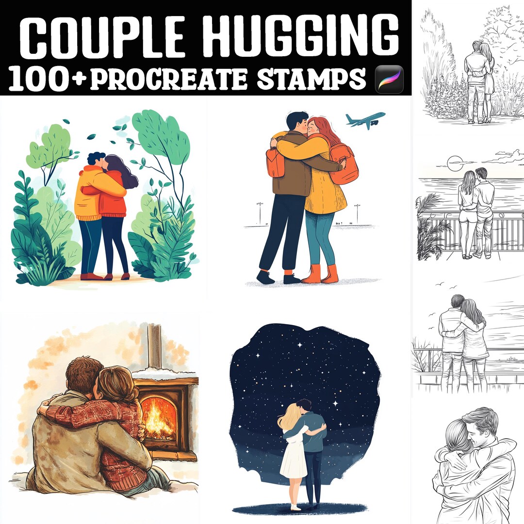 100+ Couple Hugging Procreate Stamps | Procreate Brushes | Instant ...