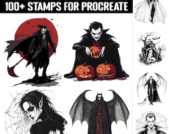 Lot de pinceaux pour tampons Vampire Procreate : plus de 100 modèles (téléchargement numérique)