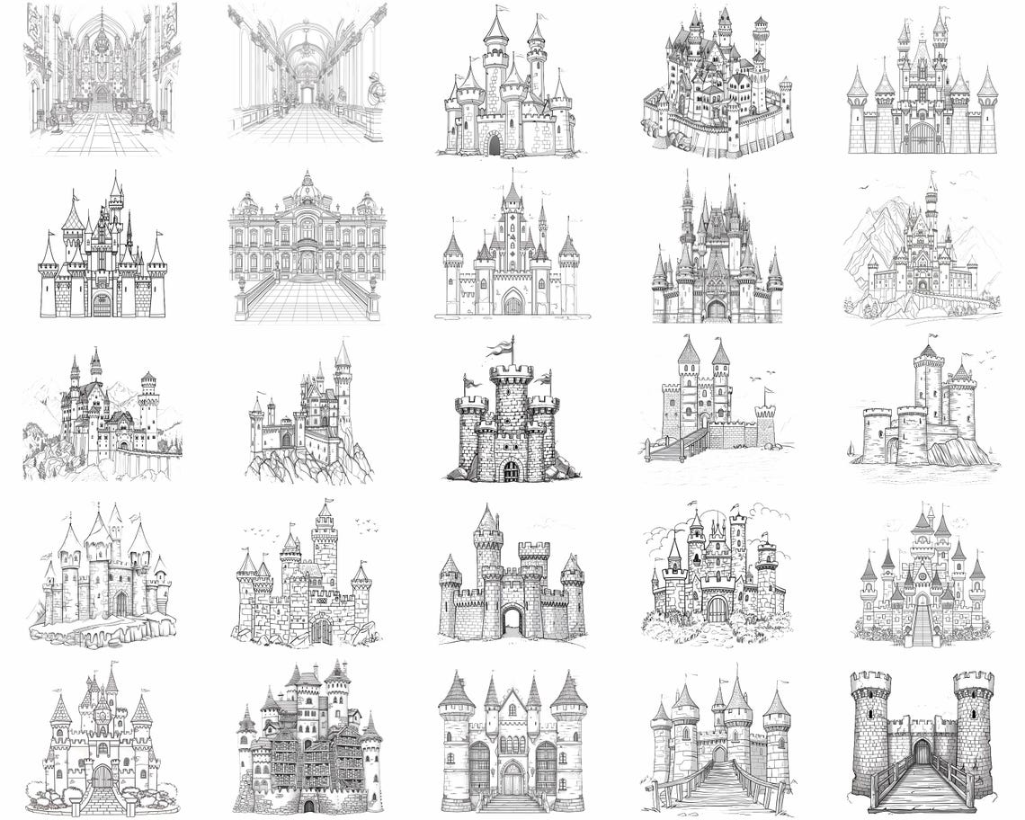 100+ Medieval Castles Procreate Stamps | Procreate Brushes | Instant ...