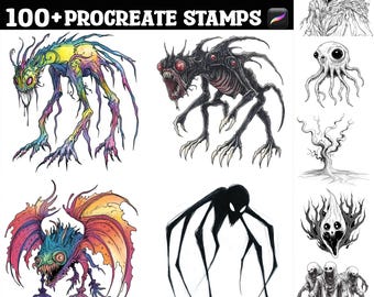100+ Otherworldly Shadow Creatures Procreate Stamps | Procreate Brushes | Instant Digital Download