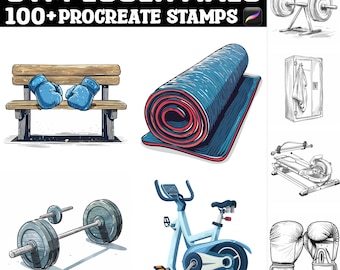 100+ Gym Essentials Procreate Stamps | Procreate Brushes | Instant Digital Download