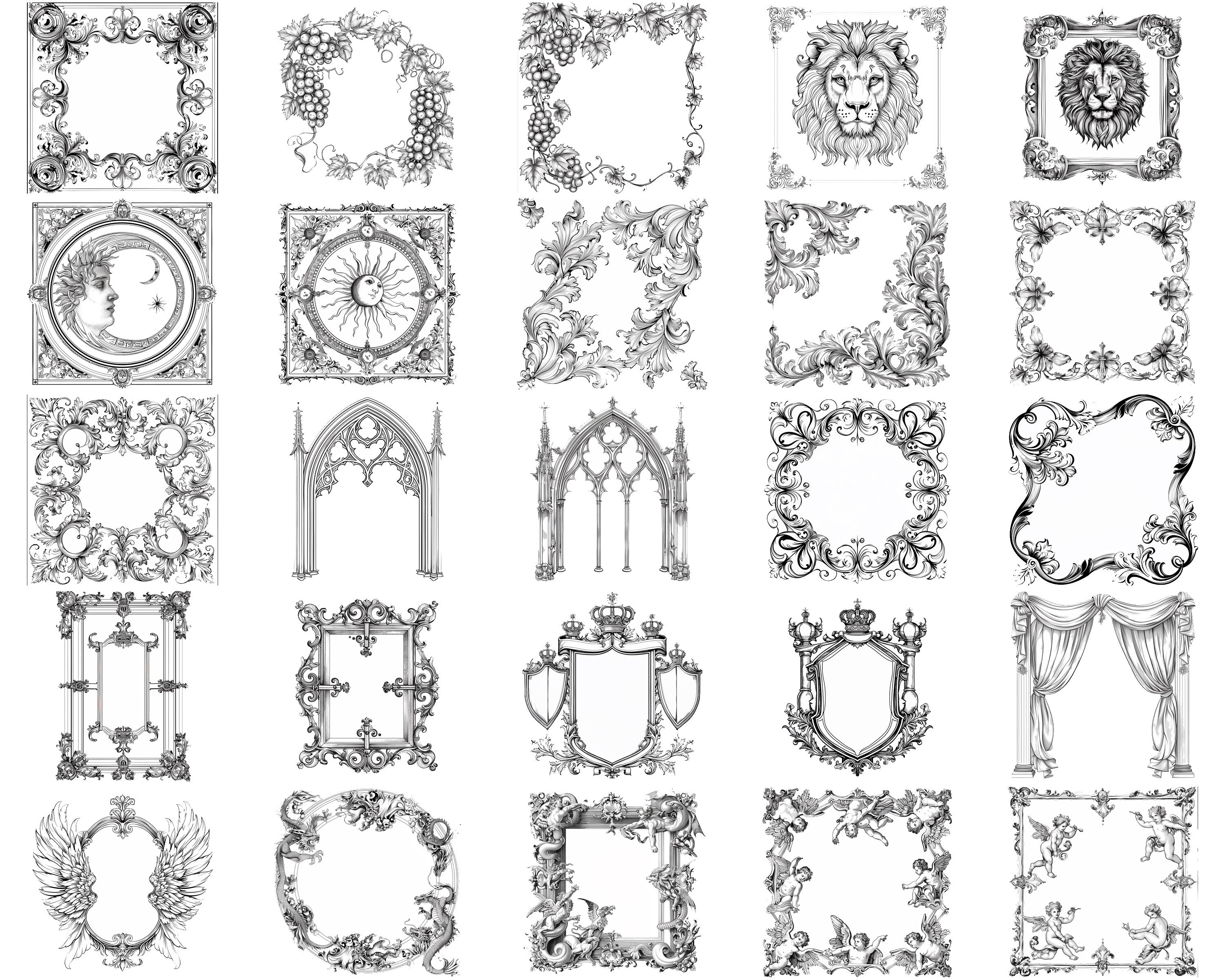 100+ Renaissance Painting Frames Procreate Stamps | Procreate Brushes ...