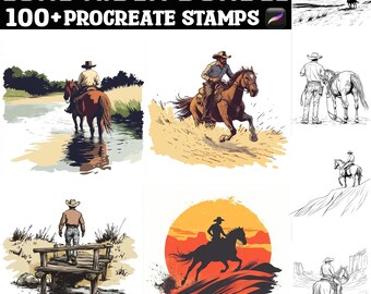 100+ Lone Rider Procreate-stempels | Voortplantingsborstels | Directe digitale download
