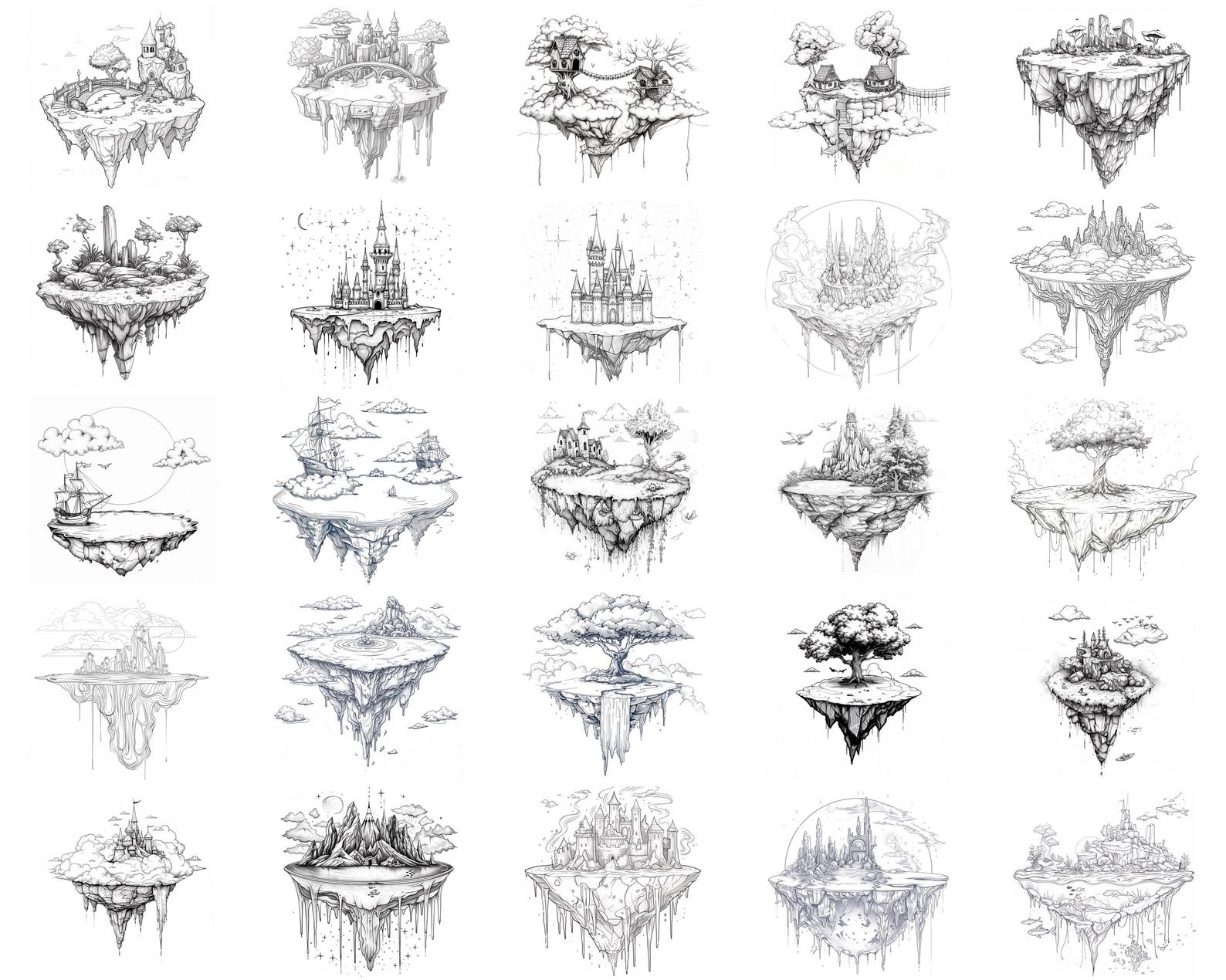 100+ Floating Fairy Tale Castle Procreate Stamps | Procreate Brushes ...