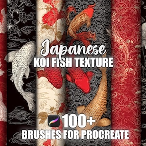 Koi Fish Procreate Brushes: 100+ japanska sömlösa mönster (direkt nedladdning)