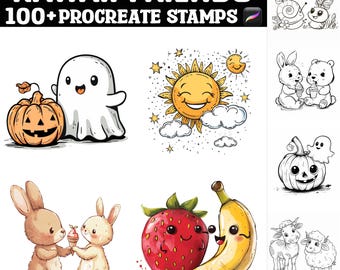100+ Kawaii Friends-stempels planten zich voort | Voortplantingsborstels | Directe digitale download