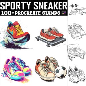 100+ Sporty Sneakers Procreate Stamps | Procreate Brushes | Instant Digital Download