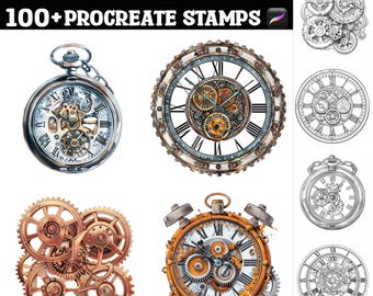 100+ meccanismi a orologeria Procreate Stamps / Procreate Brushes / Download digitale istantaneo
