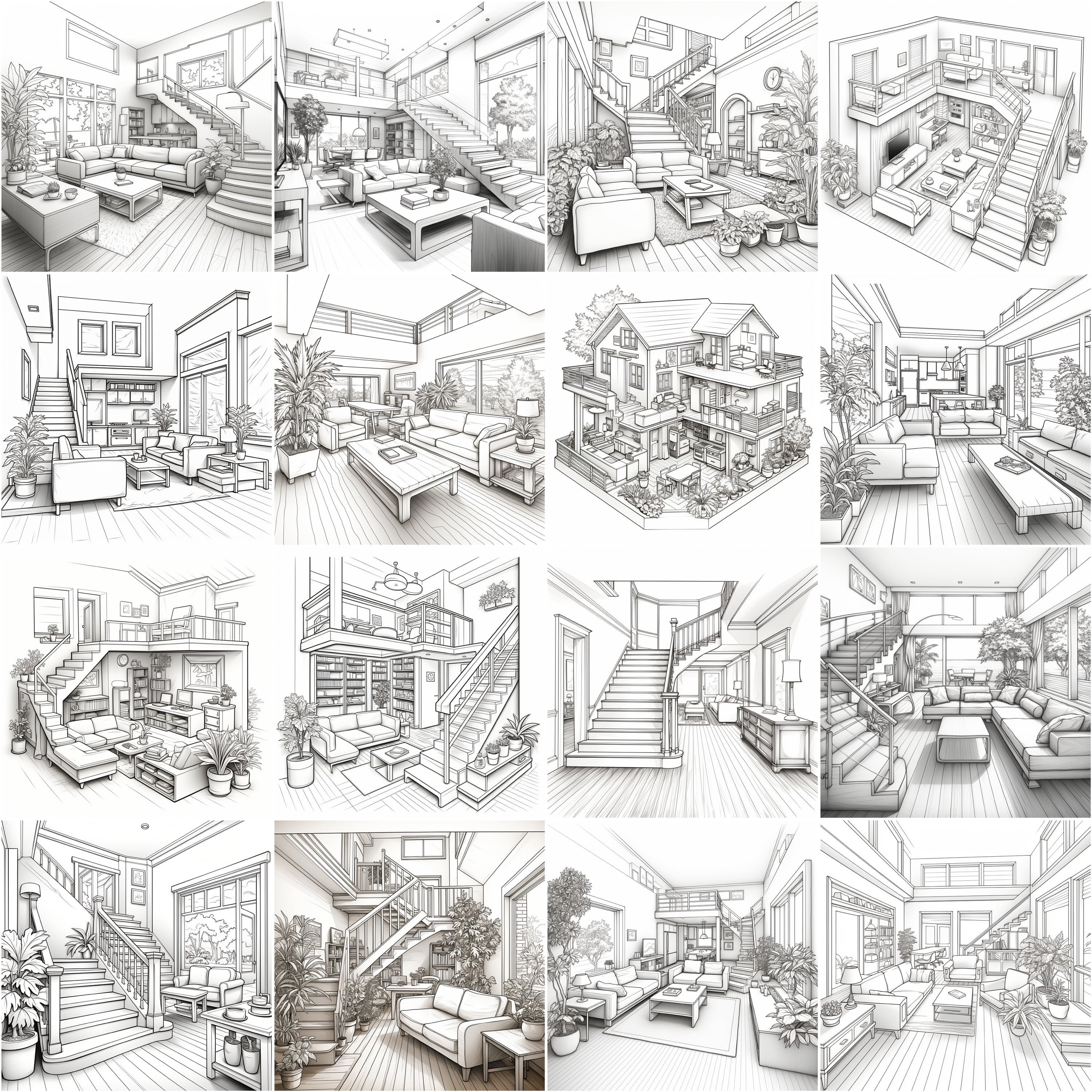100+ Procreate Home Interior Stamps | Interior Art Guides | Instant ...