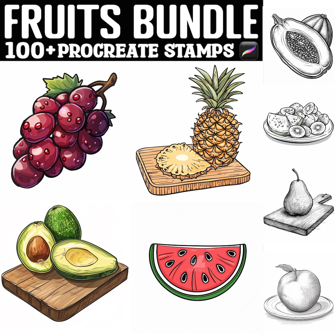 100+ Fruits Procreate Stamps | Procreate Brushes | Instant Digital ...