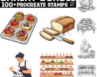 100+ Bakery Procreate Stamps | Procreate Brushes | Instant Digital Download