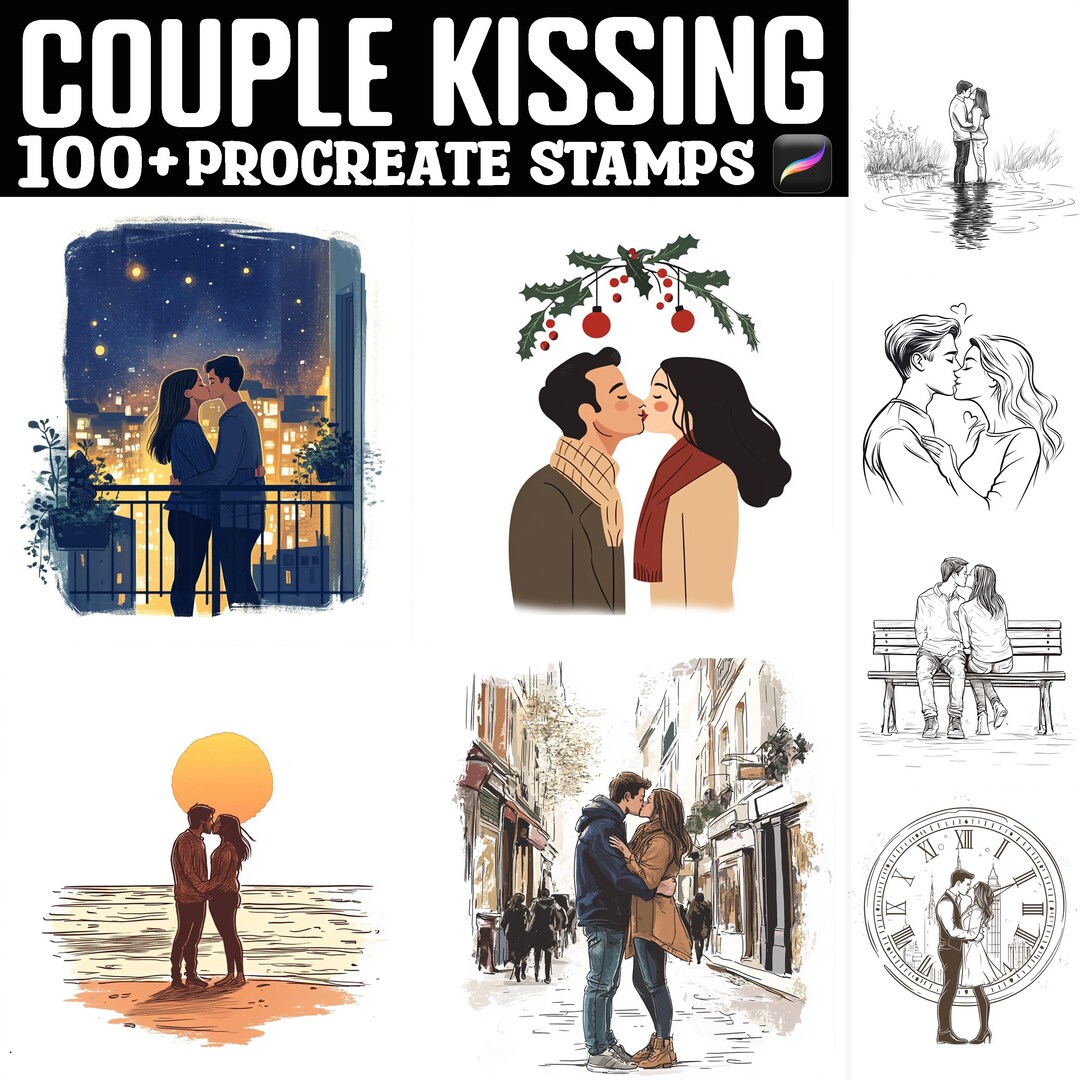 100+ Couple Kissing Procreate Stamps | Procreate Brushes | Instant ...