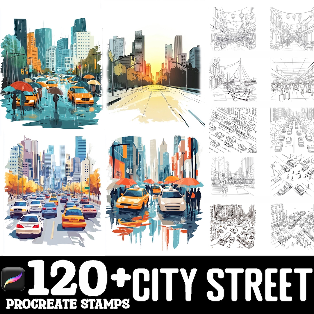 120+ City Street Procreate Stamps | Procreate Brushes | Instant Digital ...