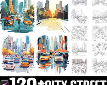 Más de 120 sellos de calles de la ciudad para Procreate, pinceles para Procreate y descarga digital instantánea