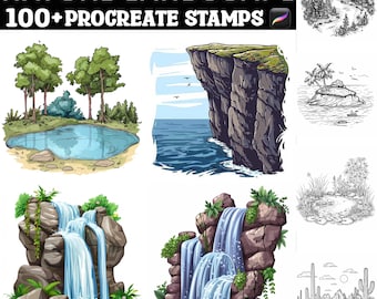 100+ Nature Landscape Procreate Stamps | Procreate Brushes | Instant Digital Download
