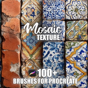 100+ Mosaic Texture Procreate Pattern Brushes | Seamless Textures Procreate Brushes | Instant Download