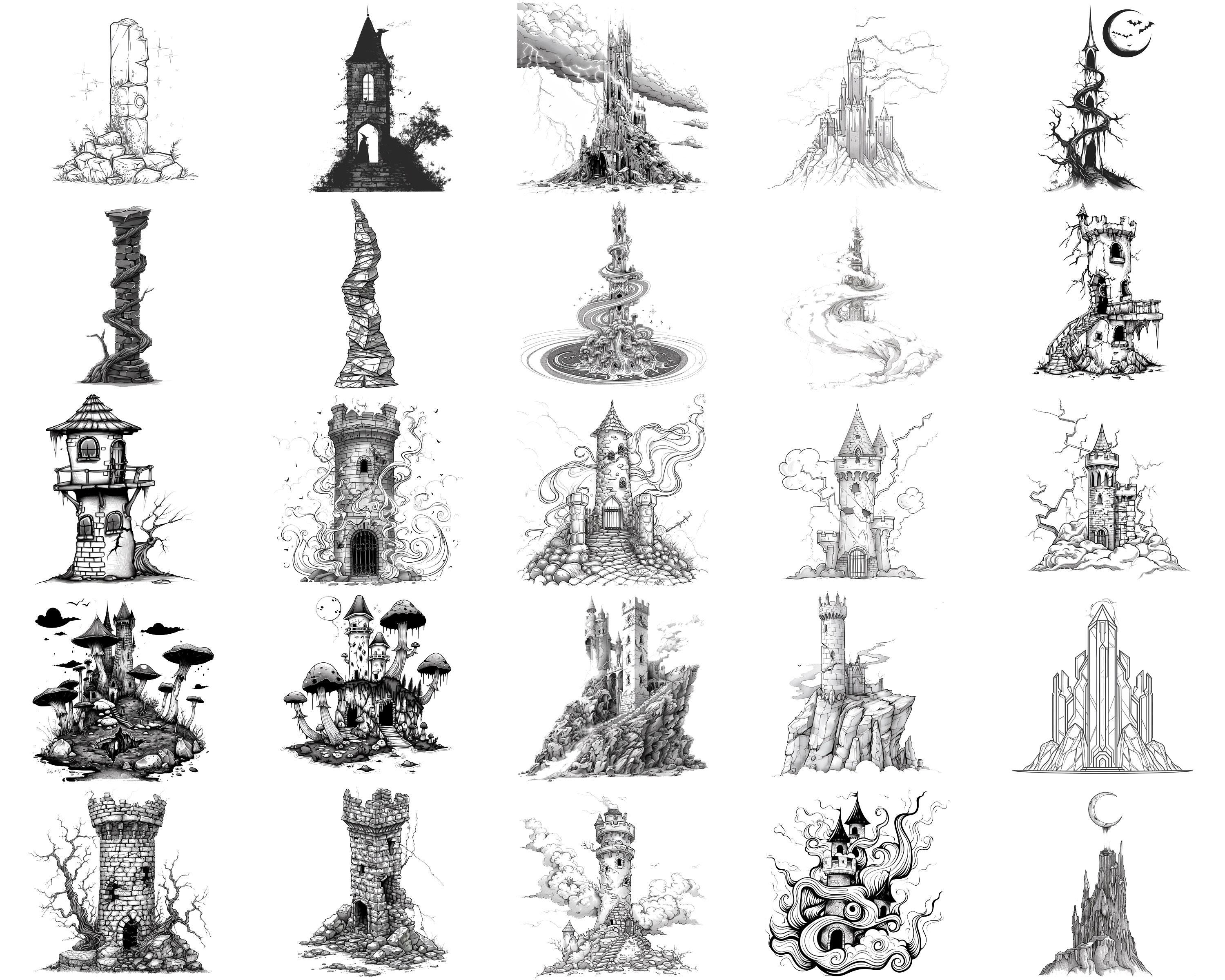 100+ Dark Wizard Towers Procreate Stamps | Procreate Brushes | Instant ...