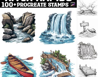 100+ River Rapids Procreate Stamps | Procreate Brushes | Instant Digital Download