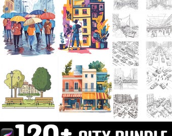 120+ City Procreate Stamps | Procreate Brushes | Instant Digital Download