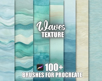 Pędzle Wave Texture Procreate: ponad 100 bezszwowych wzorów (do natychmiastowego pobrania)