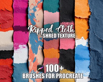 Ripped Cloth Texture Procreate Brushes: 100+ Seamless Fabric Shreds (Instant Download)