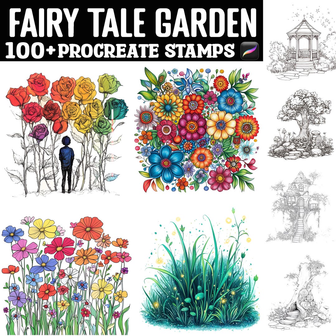 100+ Fairy Tale Garden Procreate Stamps | Procreate Brushes | Instant ...