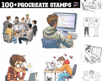 100+ stempels voor softwareontwikkelaars | Voortplantingsborstels | Directe digitale download