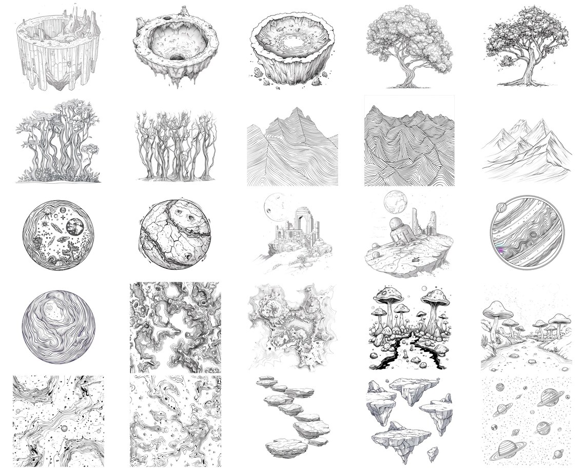 100+ Alien Landscape Procreate Stamps | Procreate Brushes | Instant ...