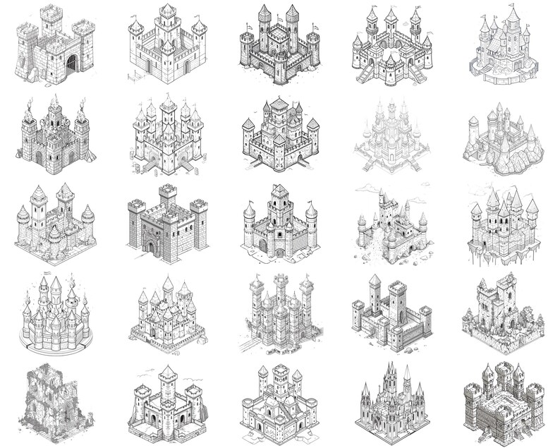 100+ Isometric Castle Procreate Stamps | Procreate Brushes | Instant ...
