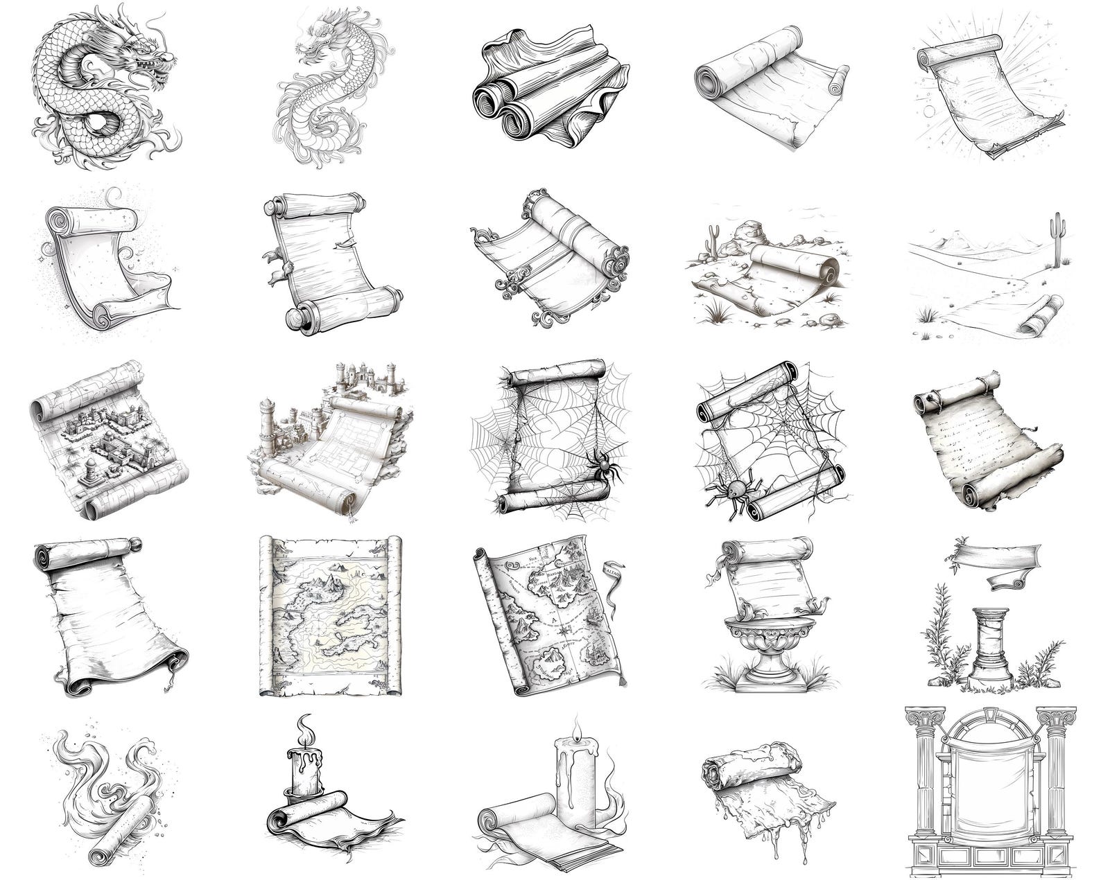 100+ Ancient Scrolls Procreate Stamps | Procreate Brushes | Instant ...