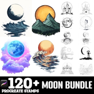 120+ Moon Procreate Stamps | Procreate Brushes | Instant Digital Download