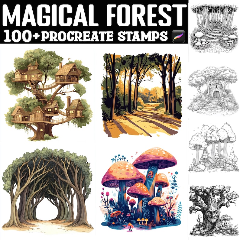 100+ Magical Forest Procreate Stamps | Procreate Brushes | Instant ...