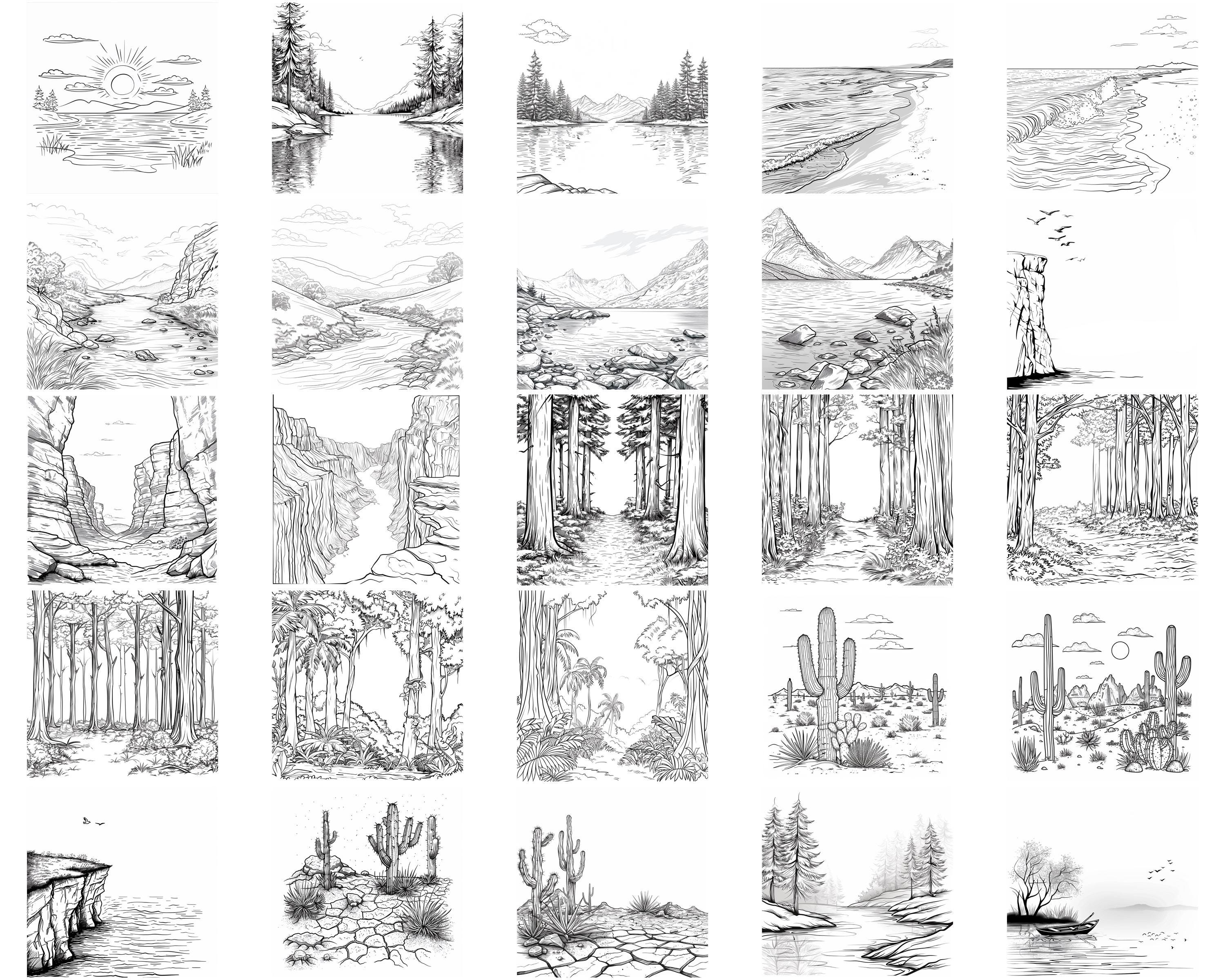 100+ Nature Landscape Procreate Stamps | Procreate Brushes | Instant ...